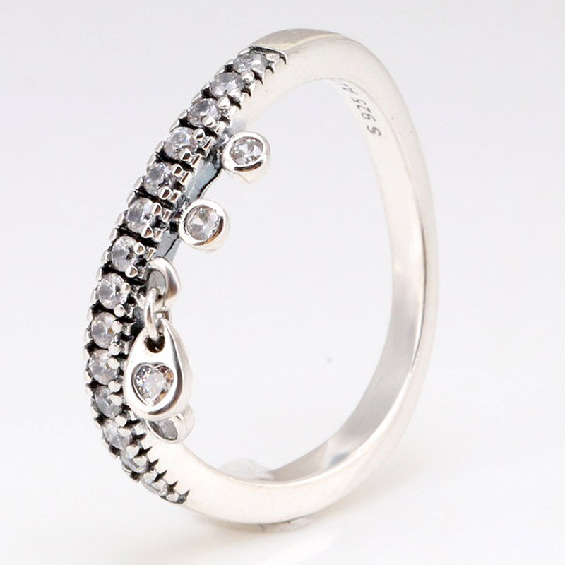 Original Chandelier Droplets Ring With Crystal For Women 925 Sterling Silver Ring Wedding Party Gift Fine Europe Jewelry