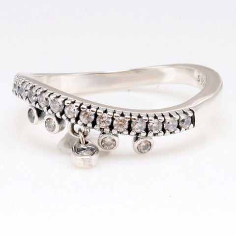 Original Chandelier Droplets Ring With Crystal For Women 925 Sterling Silver Ring Wedding Party Gift Fine Europe Jewelry
