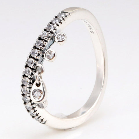 Original Chandelier Droplets Ring With Crystal For Women 925 Sterling Silver Ring Wedding Party Gift Fine Europe Jewelry
