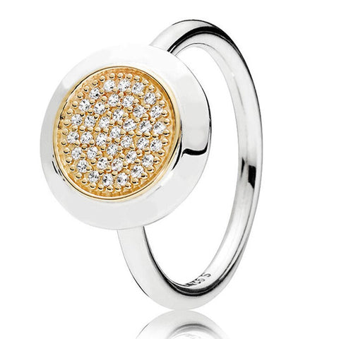 Original Pave Two-tone Signature Circles Hearts Of Halo Eternity Entwined Ring Fit 925 Sterling Silver Ring Europe Jewelry