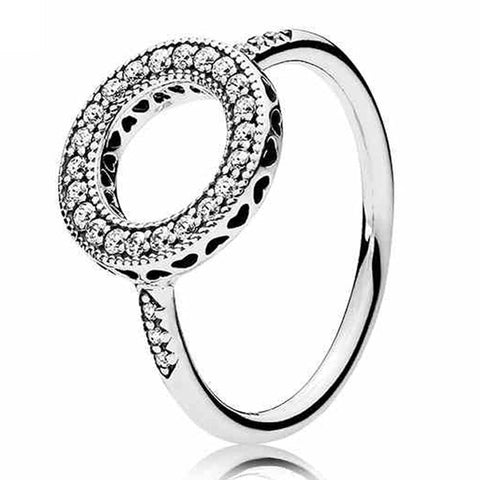 Original Pave Two-tone Signature Circles Hearts Of Halo Eternity Entwined Ring Fit 925 Sterling Silver Ring Europe Jewelry