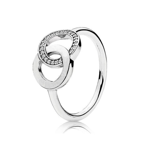 Original Pave Two-tone Signature Circles Hearts Of Halo Eternity Entwined Ring Fit 925 Sterling Silver Ring Europe Jewelry