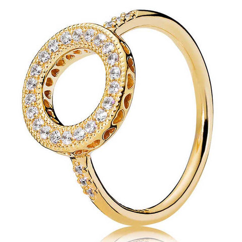 Original Pave Two-tone Signature Circles Hearts Of Halo Eternity Entwined Ring Fit 925 Sterling Silver Ring Europe Jewelry