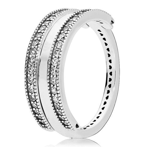 Original Pave Two-tone Signature Circles Hearts Of Halo Eternity Entwined Ring Fit 925 Sterling Silver Ring Europe Jewelry