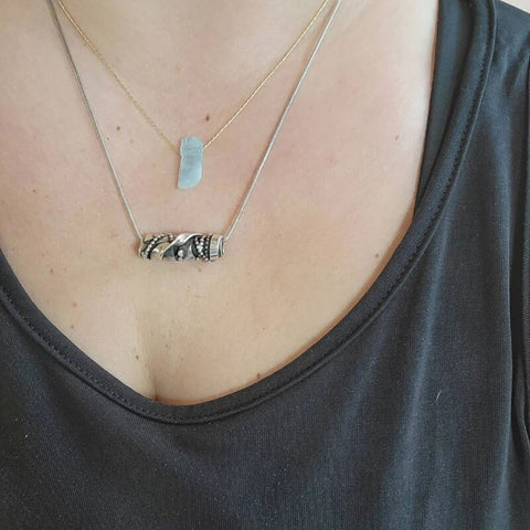 Raw Aquamarine March Birthstone Necklace Throat Chakra Crystal Healing Rough Gemstone Boho Style