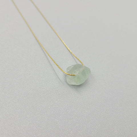 Raw Aquamarine March Birthstone Necklace Throat Chakra Crystal Healing Rough Gemstone Boho Style