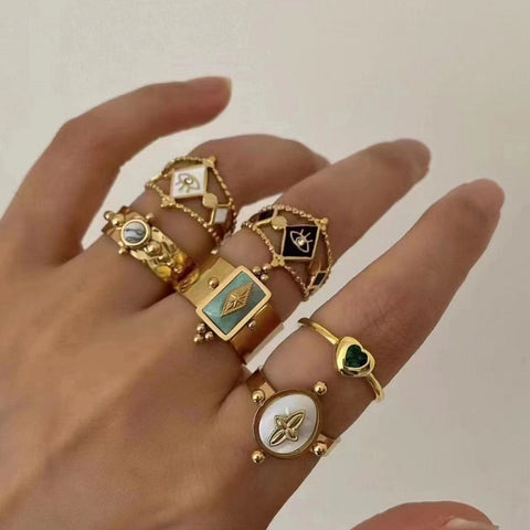 Rings For Women Gold Titanium Steel Ring Drop Shipping Fashion Jewelry Women's Luxury Accessories Designer Jewellery Wedding Set