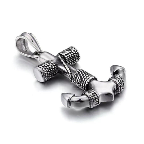 Silver Color Anchor Pendant Necklace for Men Metal Punk Necklace Biker Jewelry Gift