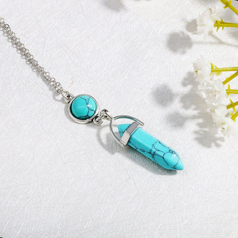 Simple Sun Moon Choker Necklace Natural Stone Hexagonal Column Necklaces Pendants Fashion Bullet Crystal Necklace Women Jewelry