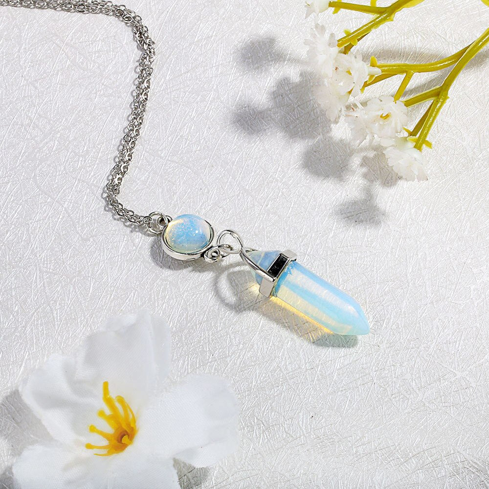 Simple Sun Moon Choker Necklace Natural Stone Hexagonal Column Necklaces Pendants Fashion Bullet Crystal Necklace Women Jewelry