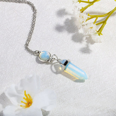 Simple Sun Moon Choker Necklace Natural Stone Hexagonal Column Necklaces Pendants Fashion Bullet Crystal Necklace Women Jewelry