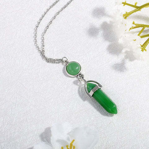 Simple Sun Moon Choker Necklace Natural Stone Hexagonal Column Necklaces Pendants Fashion Bullet Crystal Necklace Women Jewelry