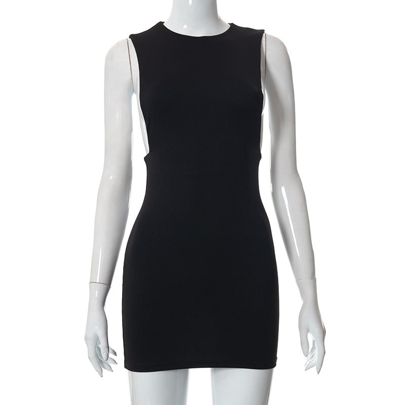 Sleeveless Sexy Bodycon Mini Dress Women 2023 Summer Fashion Black Tight Short Tank Dresses Female African Party Club Outfits