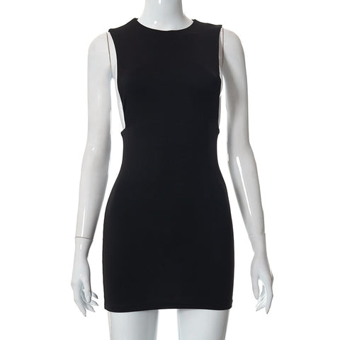 Sleeveless Sexy Bodycon Mini Dress Women 2023 Summer Fashion Black Tight Short Tank Dresses Female African Party Club Outfits