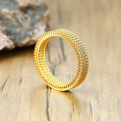 Stainless Steel Modern Wrapped Wide Ring Geometric Finger Declaration Ring Party Layered Fashion Women's Jewelry Gift Wholesale