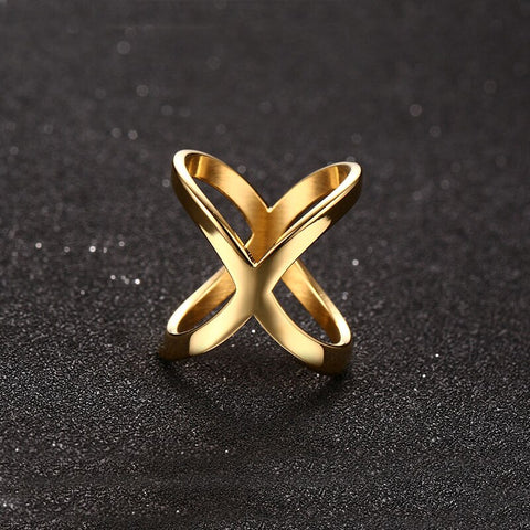 Stainless Steel Modern Wrapped Wide Ring Geometric Finger Declaration Ring Party Layered Fashion Women's Jewelry Gift Wholesale