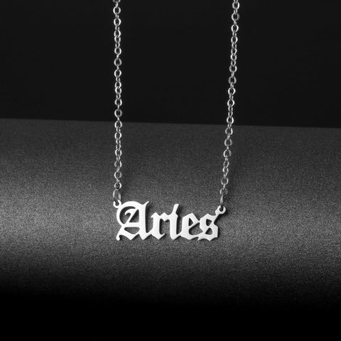 Stainless steel name necklace female zodiac necklace personality letters clavicle chain