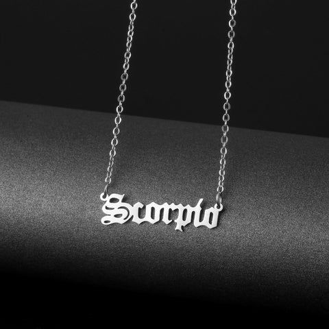 Stainless steel name necklace female zodiac necklace personality letters clavicle chain
