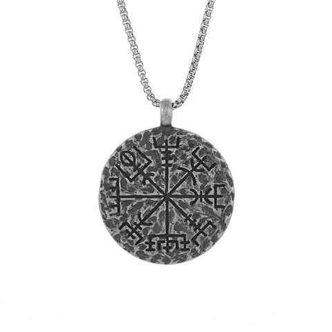 Vintage Viking Warrior Shield Axe Pendant Necklace for Men Slavic Compass Pendant Necklace Punk Rock Party Jewelry