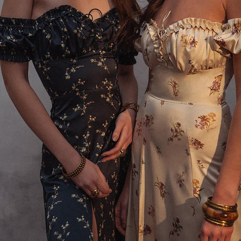 Women Fashion Summer Sexy Elegant Floral Dress Evening Club Aesthetic Casual Off Shoulder Knitted Dresses Chic Female Outfits