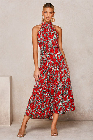 Women Solid Dot Long Dresses 2023 Summer Sexy Halter Strapless Lace Up Dress Female Boho Beach Holiday Maxi Dresses Casual Robe