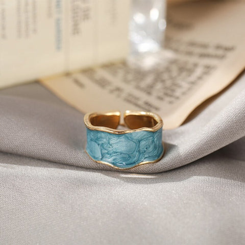 Women's Open Ring Vintage Gold Double Oil Drop Luxury Irregular Adjustable Ring Hot Sale Fashion Wedding Jewelry Gift Wholesale
