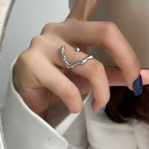 Women's Open Ring Vintage Gold Double Oil Drop Luxury Irregular Adjustable Ring Hot Sale Fashion Wedding Jewelry Gift Wholesale