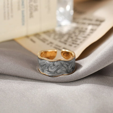 Women's Open Ring Vintage Gold Double Oil Drop Luxury Irregular Adjustable Ring Hot Sale Fashion Wedding Jewelry Gift Wholesale