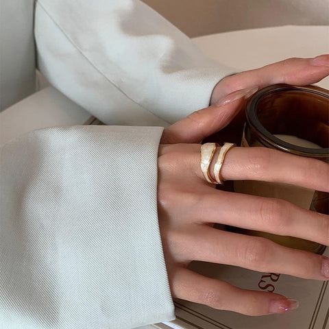 Women's Open Ring Vintage Gold Double Oil Drop Luxury Irregular Adjustable Ring Hot Sale Fashion Wedding Jewelry Gift Wholesale