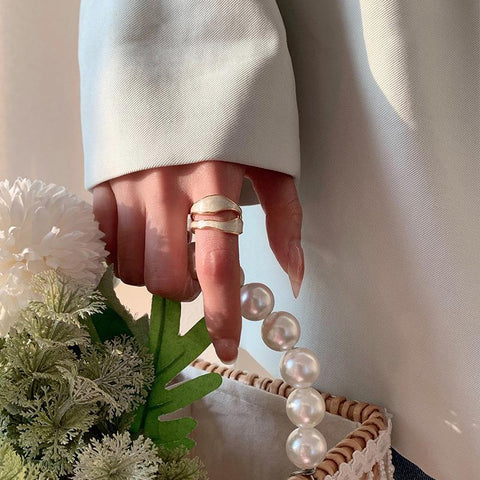 Women's Open Ring Vintage Gold Double Oil Drop Luxury Irregular Adjustable Ring Hot Sale Fashion Wedding Jewelry Gift Wholesale