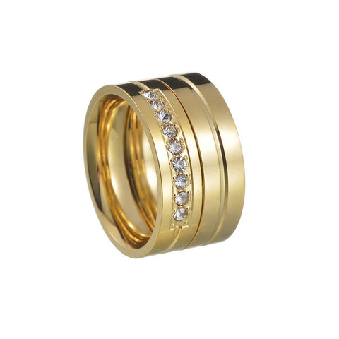 Yiwu Daicy High Quality Hot Selling Cross-border Stainless Steel Diamond Inlaid Couple Zircon Band Ring Wholesale