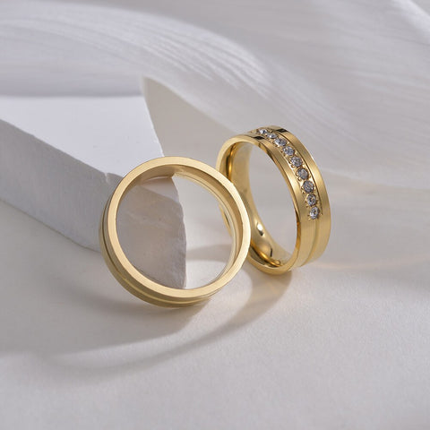 Yiwu Daicy High Quality Hot Selling Cross-border Stainless Steel Diamond Inlaid Couple Zircon Band Ring Wholesale