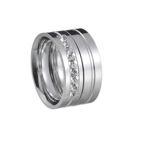 Yiwu Daicy High Quality Hot Selling Cross-border Stainless Steel Diamond Inlaid Couple Zircon Band Ring Wholesale