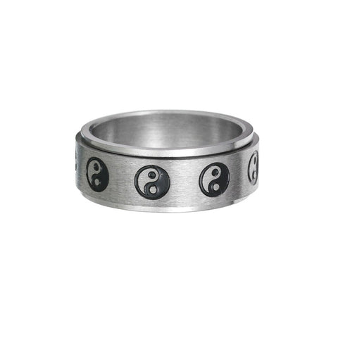 Yiwu Daicy New Pattern Direct Deal 8mm Men's Rotating Stainless Steel Decompression Tai Chi Bagua Ring