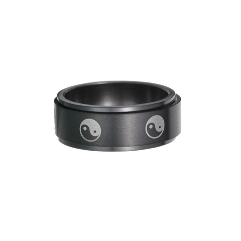 Yiwu Daicy New Pattern Direct Deal 8mm Men's Rotating Stainless Steel Decompression Tai Chi Bagua Ring