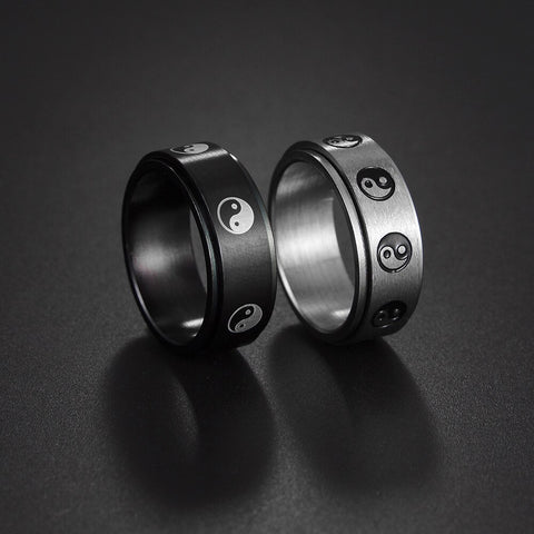 Yiwu Daicy New Pattern Direct Deal 8mm Men's Rotating Stainless Steel Decompression Tai Chi Bagua Ring