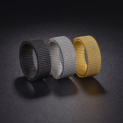 Yiwu Daicy New Pattern Hot Selling High Quality 8mm Titanium Steel Woven Mesh Deformation Ring Wholesale