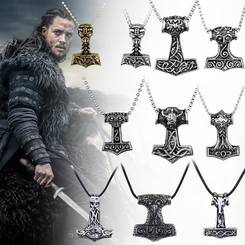 thor's hammer mjolnir pendant necklace viking scandinavian norse viking necklace with stainless steel chain